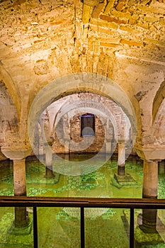 Waterlogged crypt below sea level