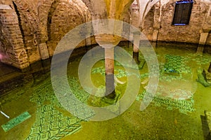 Waterlogged crypt below sea level