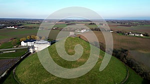 Waterloo, Brussels, Belgium, 13th of February, 2024, Lion's Mound at Waterloo: Aerial View of Iconic Battlefield