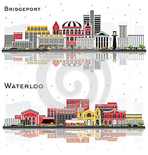 Waterloo Iowa and Bridgeport Connecticut City Skyline Set