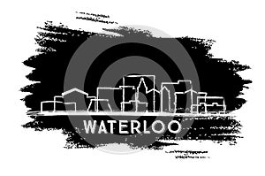 Waterloo Iowa City Skyline Silhouette. Hand Drawn Sketch. Business Travel and Tourism Concept with Modern Architecture