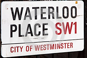 Waterloo place road sign