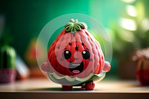 Watermelon 3D character design with copy space.