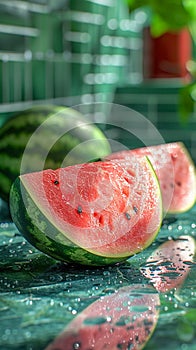 Watermelon background and space for text , Photorealistic , AI generated