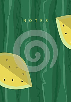 Watermelon book cover. Notes cover. Watermelon illustration. Abstract watermelon background. Journal cover Watermelon book cover