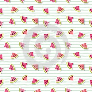 Watermelon bright cute summer pattern background. Raster illustration