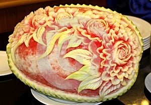 Watermelon carving art photo