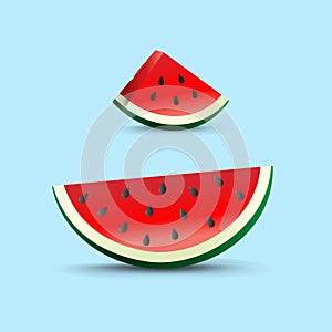 Watermelon chunks realistic vector illustration