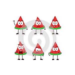 Watermelon fruit character cartoon mascot pose set humanized funny expression stye