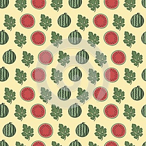 watermelon fruit seamless pattern background vector