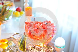 Watermelon wedding mixed fruits table photo