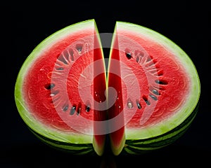 Watermelon with half cut, isolated on white stock photography, in the style of massurrealism photo
