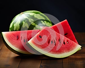 Watermelon with half cut, isolated on white stock photography, in the style of massurrealism photo