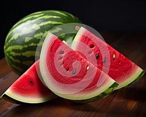 Watermelon with half cut, isolated on white stock photography, in the style of massurrealism photo