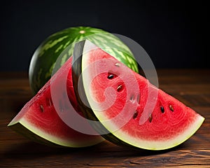 Watermelon with half cut, isolated on white stock photography, in the style of massurrealism photo