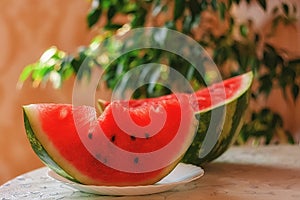 Watermelon, half, piece, berry, delicious, summer, pleasure, enjoyment
