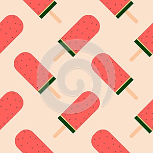 watermelon ice cream stick seamless pattern vector illustration