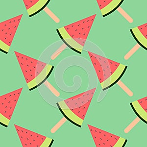 watermelon ice cream stick seamless pattern vector illustration