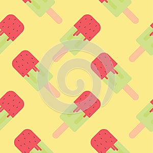 watermelon ice cream stick seamless pattern vector illustration