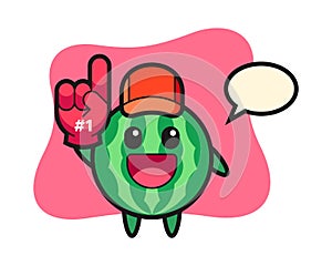 Watermelon illustration cartoon with number 1 fans glove