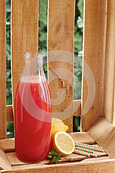 Watermelon juice on bottle