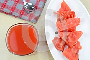 Watermelon juice in glass cup