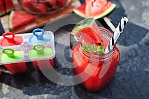 Watermelon juice and handmade icecream with lime