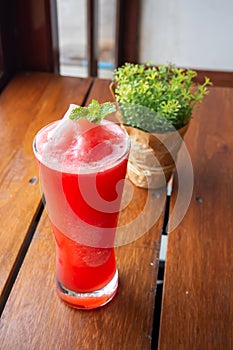 Watermelon juice. Refreshment beverage. Hight vitamin drink in summer