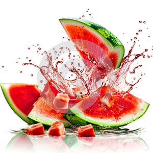 watermelon juice splash on white background