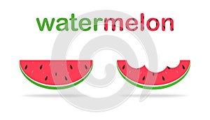 Watermelon juicy fruit icon. Illustration of summer in tropical pattern. Sweet slice of melon. Isolated watermelon with