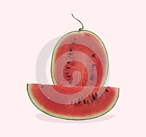 watermelon, melon, watermelon cut in half, red watermelon, fruit