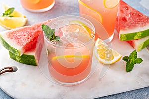 Watermelon lemonade or cocktail, refreshing summer drink
