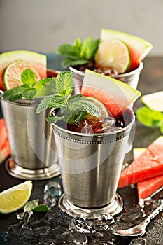 Watermelon lime mint juleps