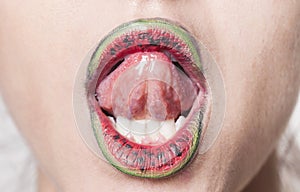 Watermelon lips and tongue