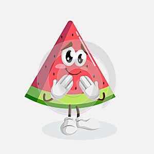 Watermelon Logo mascot ashamed pose