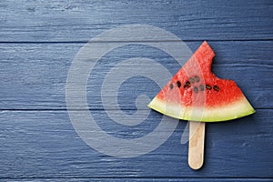 Watermelon popsicle with bite mark