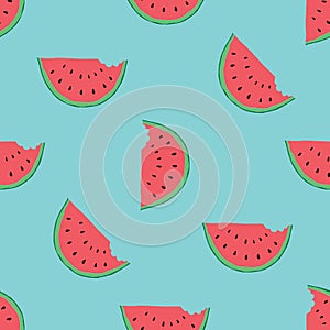 Watermelon Seamless Pattern hand drawn. Vector Illustration