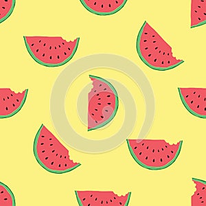 Watermelon Seamless Pattern hand drawn. Vector Illustration
