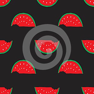 Watermelon Seamless Pattern hand drawn. Vector Illustration