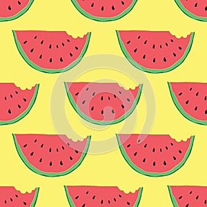 Watermelon Seamless Pattern hand drawn. Vector Illustration