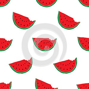 Watermelon Seamless Pattern hand drawn. Vector Illustration