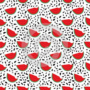 Watermelon Seamless Pattern hand drawn. Vector Illustration
