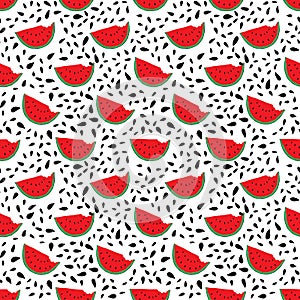 Watermelon Seamless Pattern hand drawn. Vector Illustration