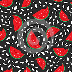 Watermelon Seamless Pattern hand drawn. Vector Illustration