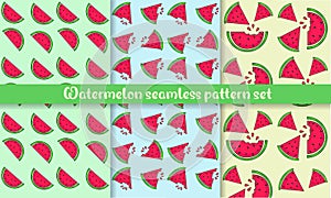 Watermelon seamless pattern set