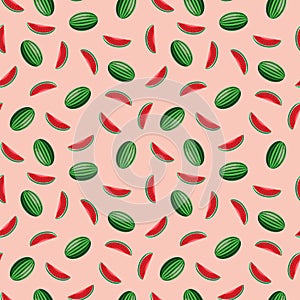 Watermelon seamless pattern. Vegan organic eco fruit background. vector illustration