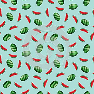 Watermelon seamless pattern. Vegan organic eco fruit background. vector illustration