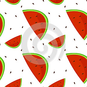 Watermelon seamless pattern. Watermelon slices and seeds