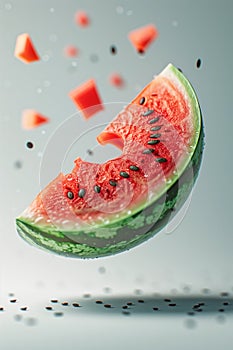 Watermelon Slice Ascension on White AI Generated