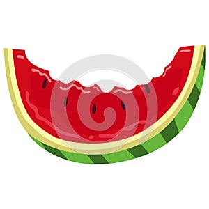 Watermelon Slice Bitten Vector Art Illustration